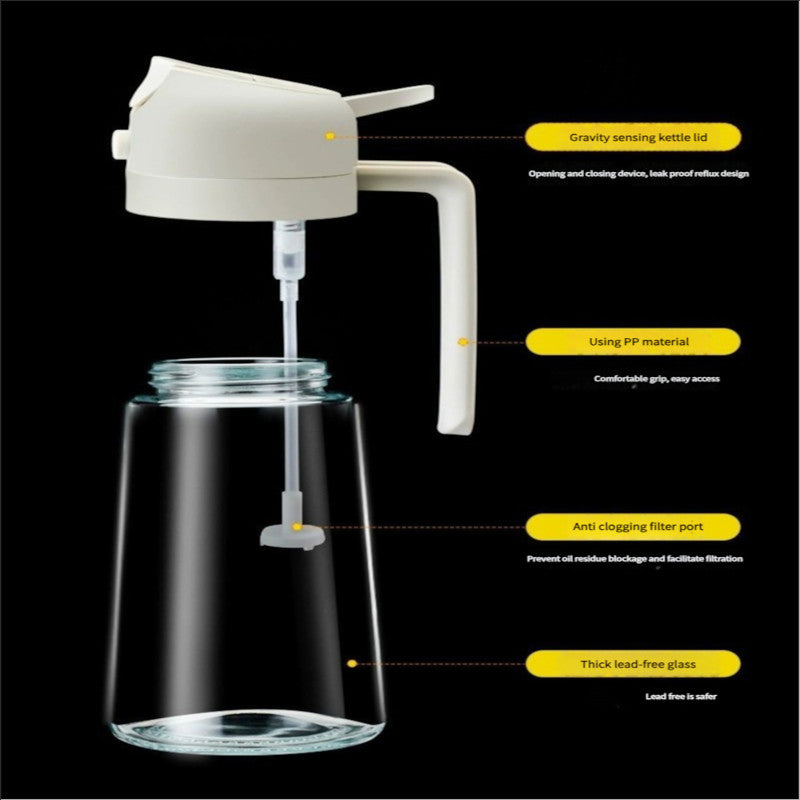 2-in-1 Oil Glass Dispenser & Spray Bottle – Kitchen Cooking Oil Sprayer