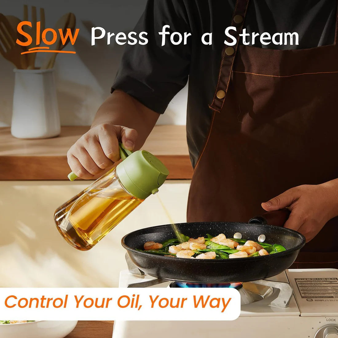 2-in-1 Oil Glass Dispenser & Spray Bottle – Kitchen Cooking Oil Sprayer