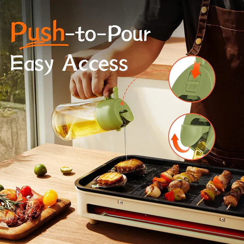 2-in-1 Oil Glass Dispenser & Spray Bottle – Kitchen Cooking Oil Sprayer