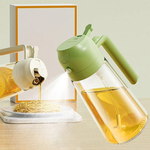 2-in-1 Oil Glass Dispenser & Spray Bottle – Kitchen Cooking Oil Sprayer