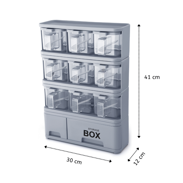 9-in-1 Multi-Layer Spice Storage Box – Kitchen Seasoning Organizer with Drawers