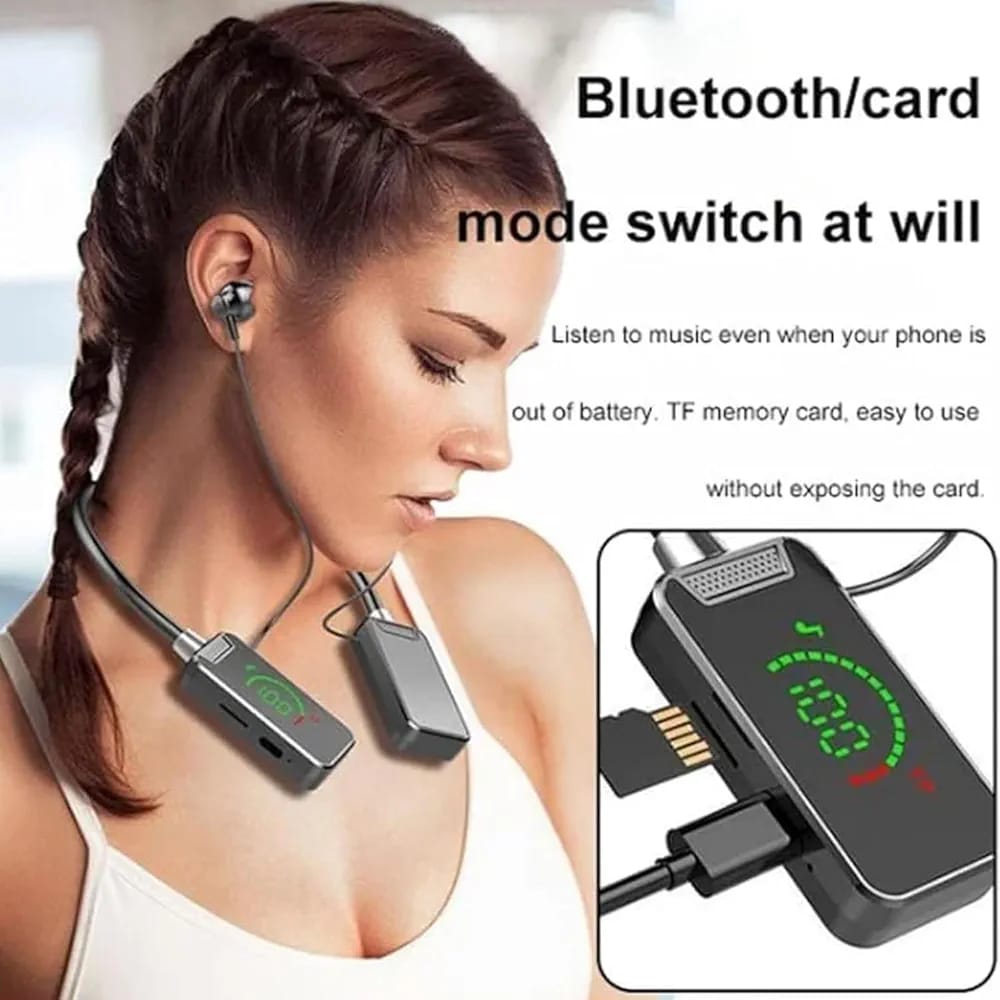 M36 Wireless Bluetooth Neckband Earphones – TF Card, Gaming Mode, HiFi Bass