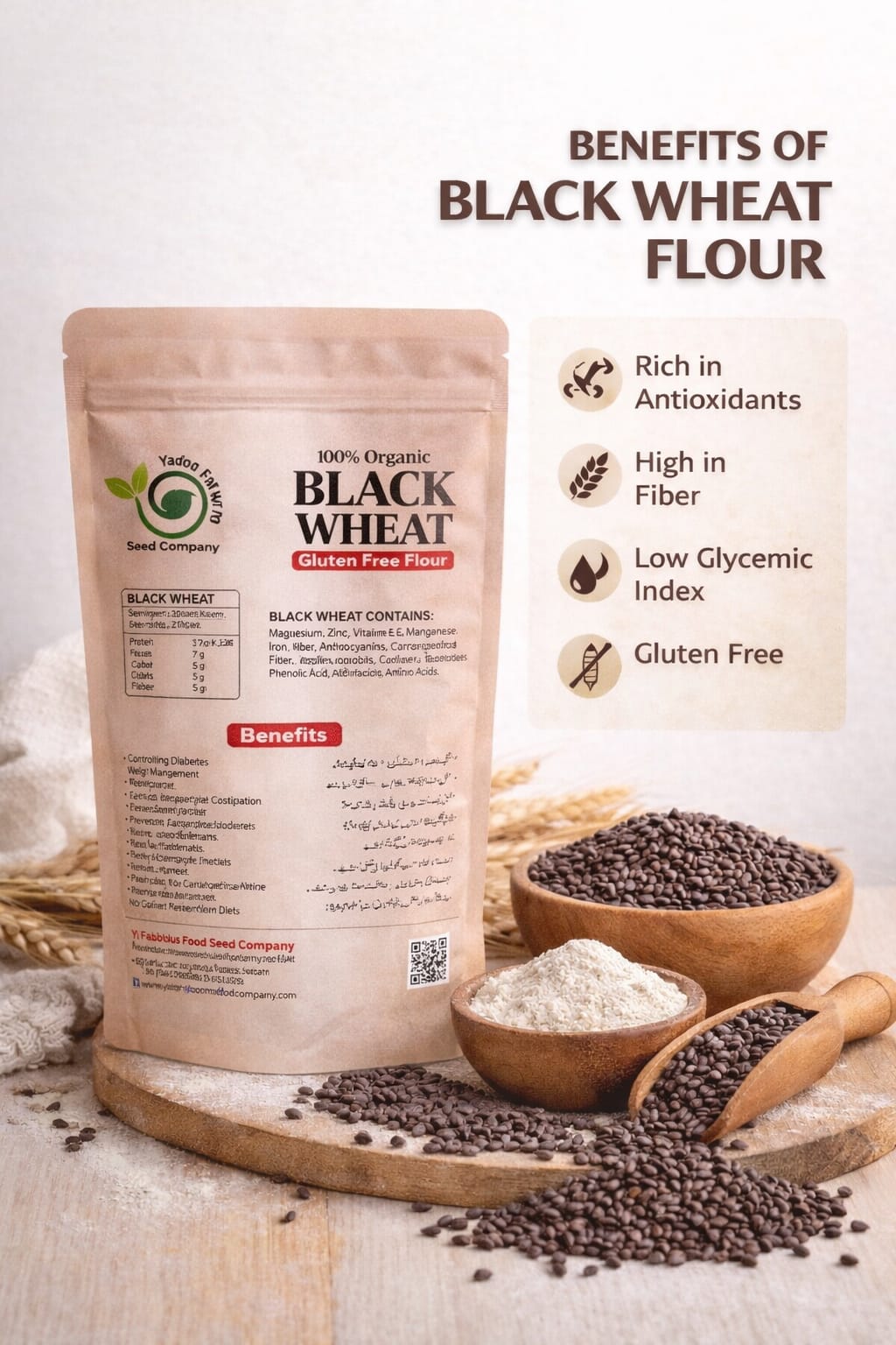 Black Wheat Gluten Free Flour – 100% Organic (2kg)
