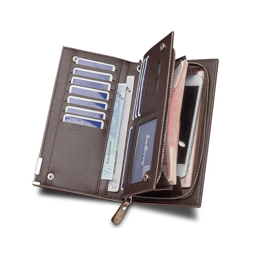 Men’s Premium Long Wallet – Leather Zipper